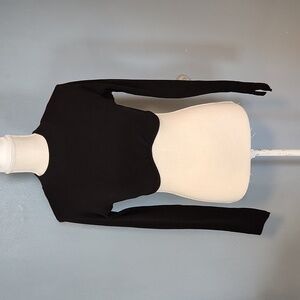 Nastygal ribbed long sleeve cropped crew neck fitted top
